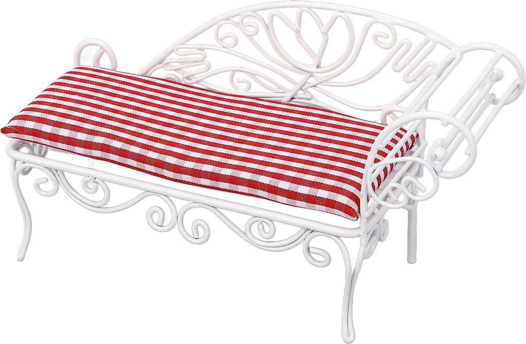 Miniatur-Puppenhausbett 1:12 Eisenmöbel-Tagesbett für Weiß