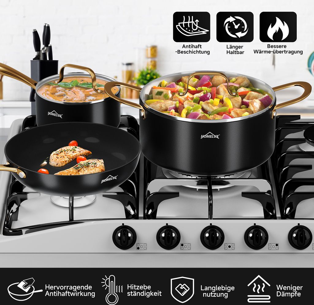 HOMELUX Topfset Induktion 8 teilig, HL8PC40B