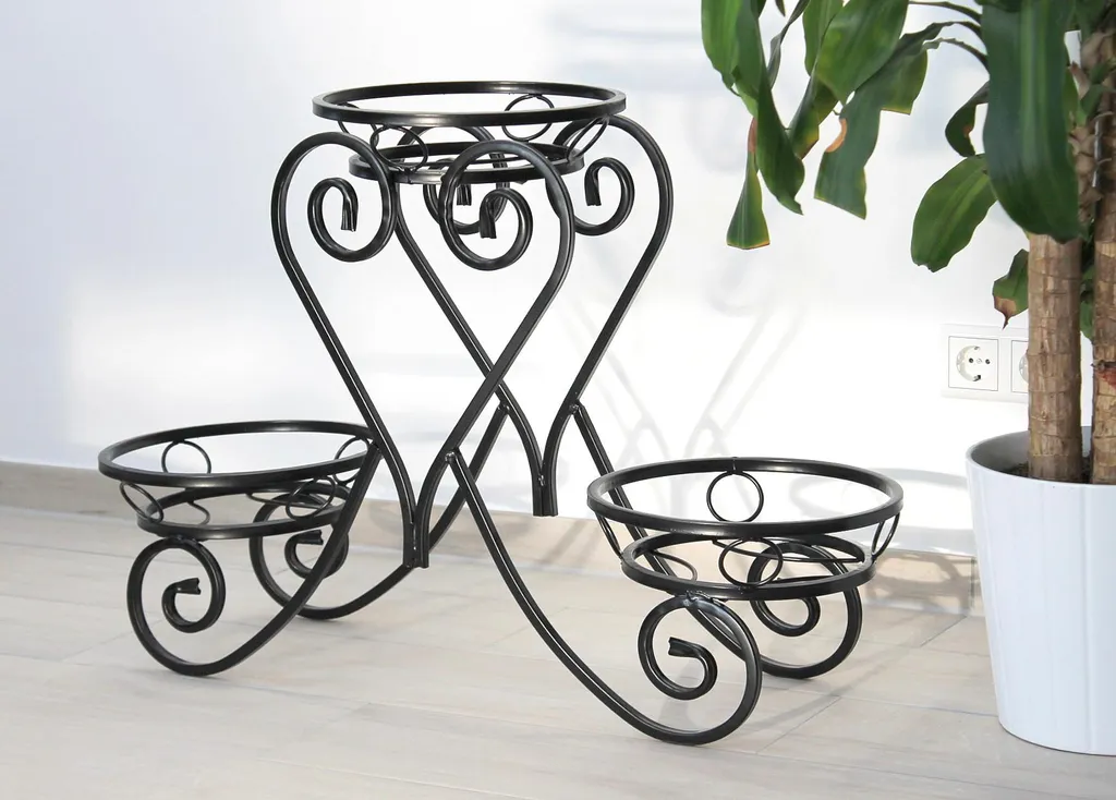 Support plantes pour salon et balcon escalier fleurs métal 89 cm