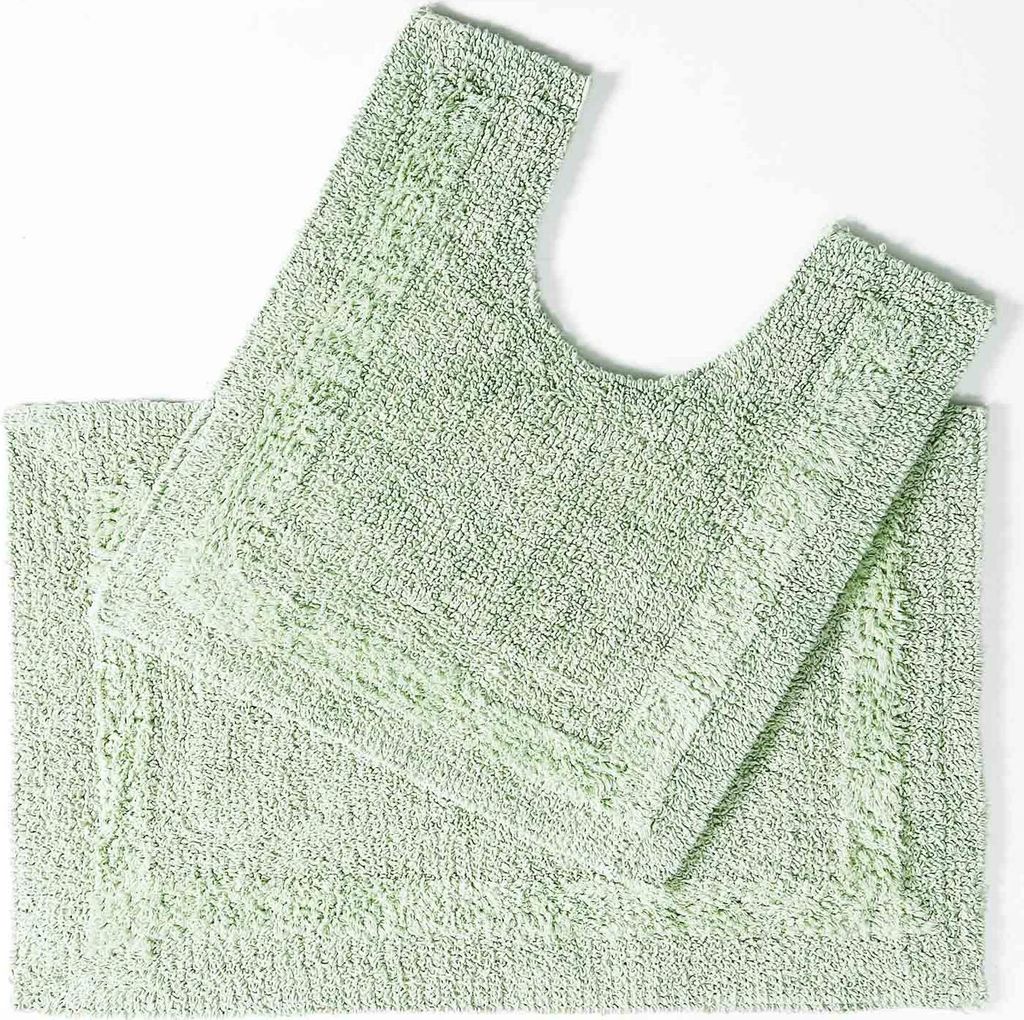 HOMESCAPES 2-tlg. Badgarnitur salbeigrün aus 100% Baumwolle Produktbild 