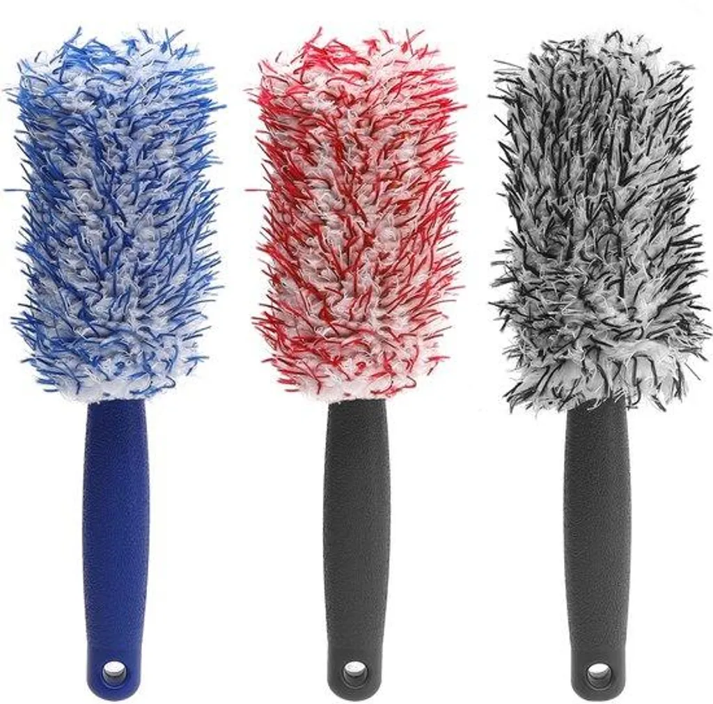 Lot de 3 brosses microfibres pour jantes de voiture et moto - Kit 35cm