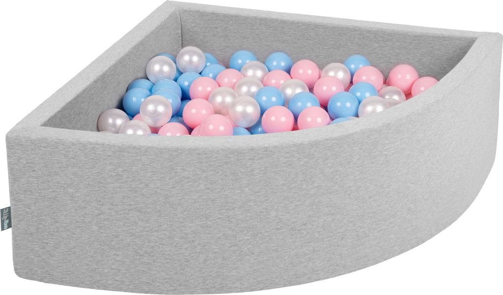 KiddyMoon Bällebad 90x30cm Viertel Ecking 300 Bälle ∅7cm Rund Bällepool Mit Bunten Bällen Für Babys Und Kinder