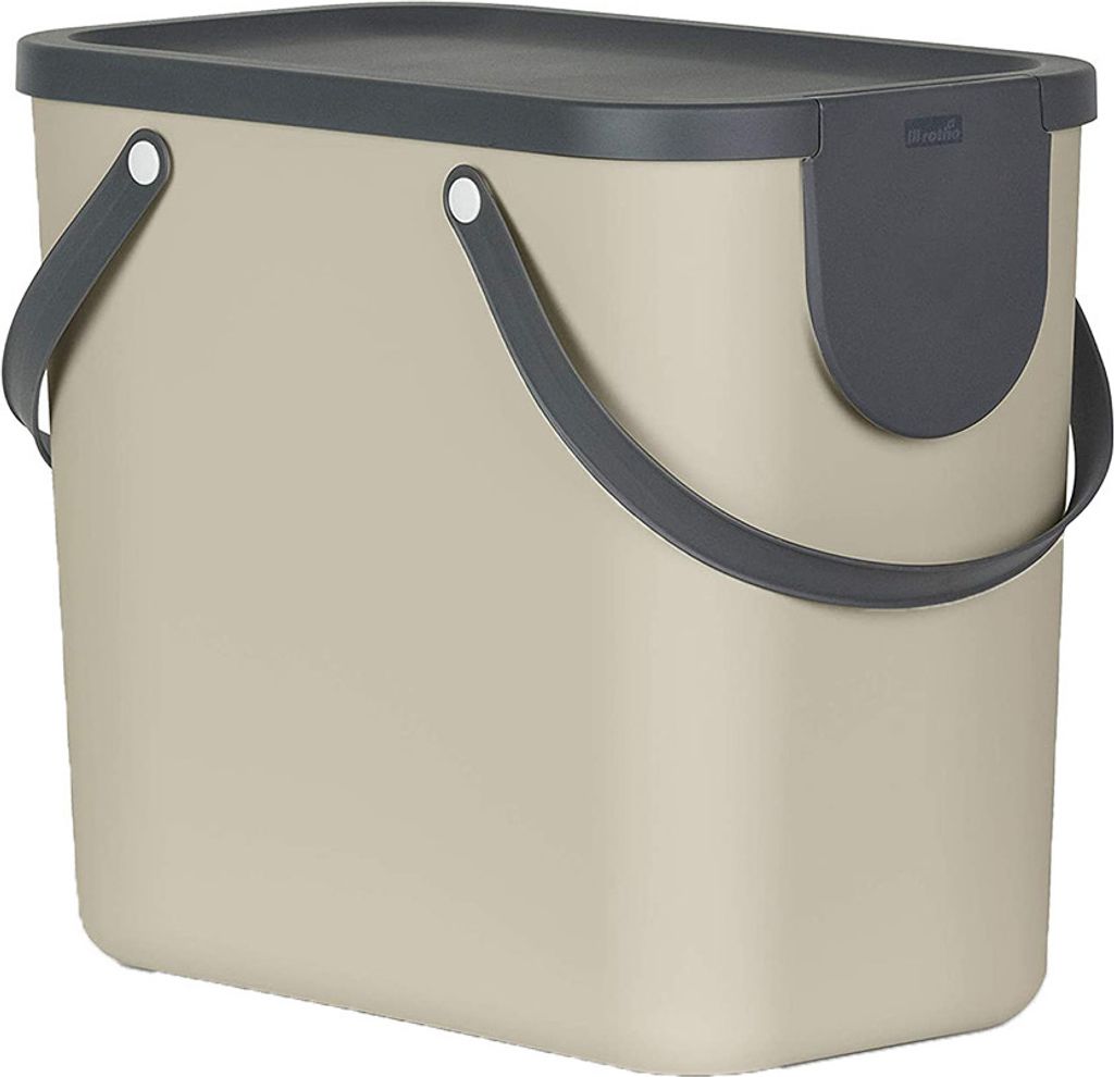 Rotho Mülltrennsystem 25L Albula - Mülleimer 40,0 x 23,5 x 34,0 cm - Abfalleimer Kunststoff mit Griffen - Müllbehälter mit Deckel und Aufklebern
