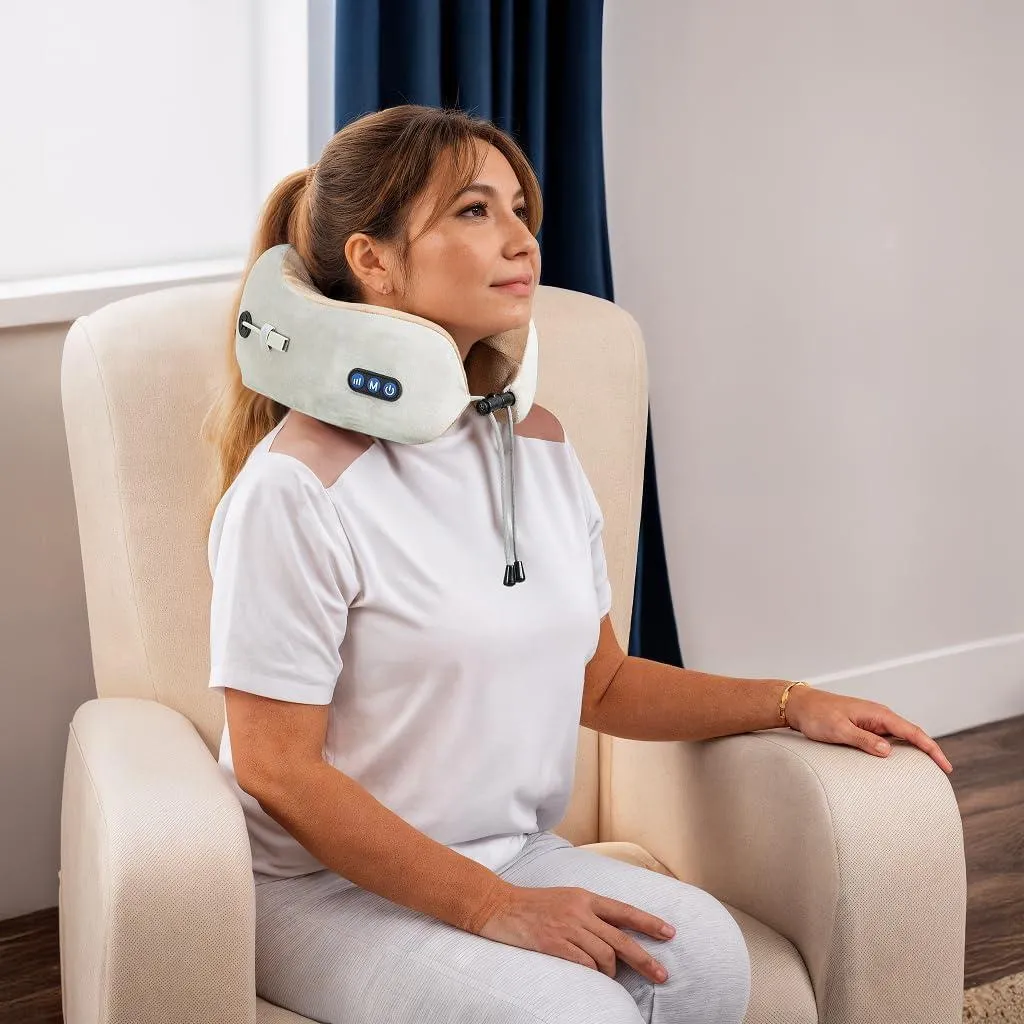 Appareil de massage pour cou et nuque - Masseur cervical portable Gris