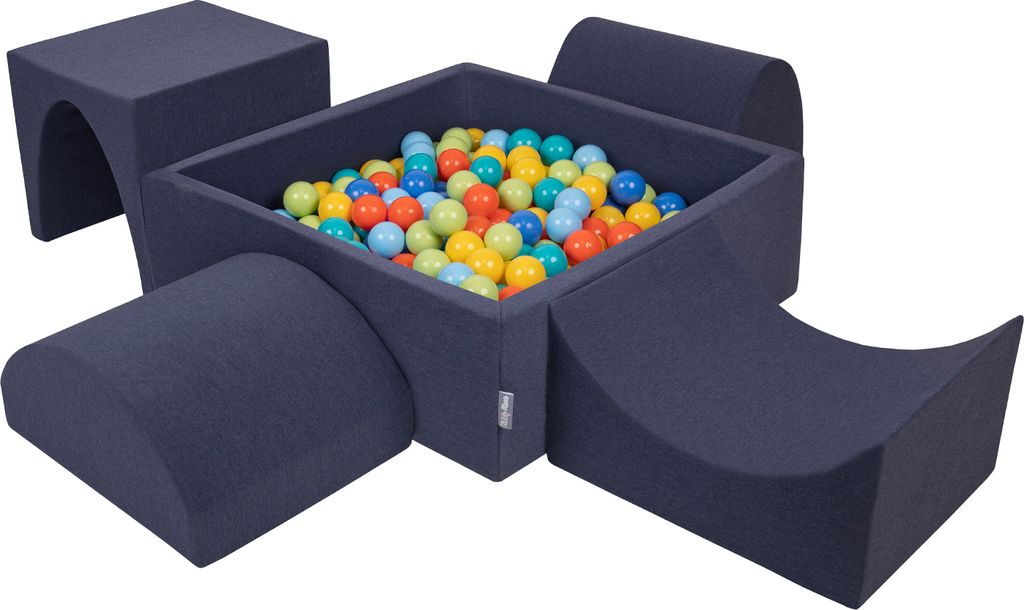 KiddyMoon Spielplatz Aus Schaumstoff Mit 300 Bälle 7cm Hindernisläufen Version 1 Quadrat Bällebad Mit Bunten Bällen Für Babys Und Kinder