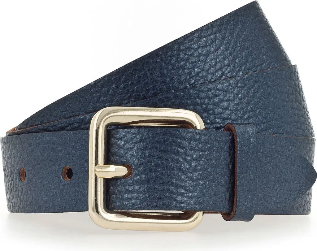 Vanzetti Pelle cintura 30mm Metallic Belt W100 Blue Metallic blu scuro