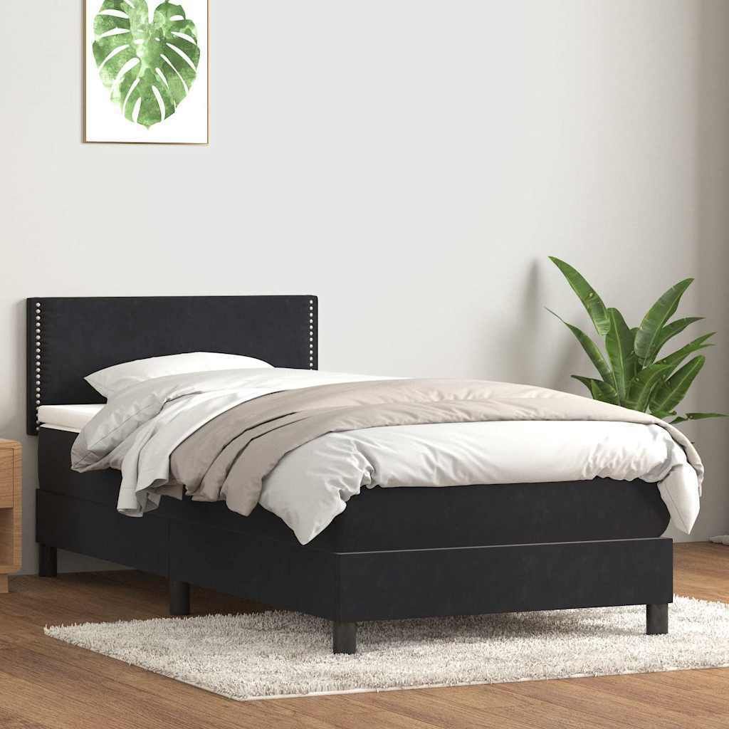 Boxspringbett mit Matratze Schwarz 80x220 cm Samt ,Klassische Betten 2025