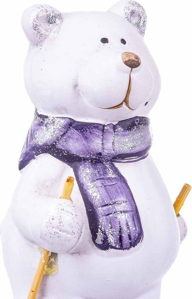 Cepewa Lustiger Eisbär auf Ski Deko-Figur ca.16 cm lila