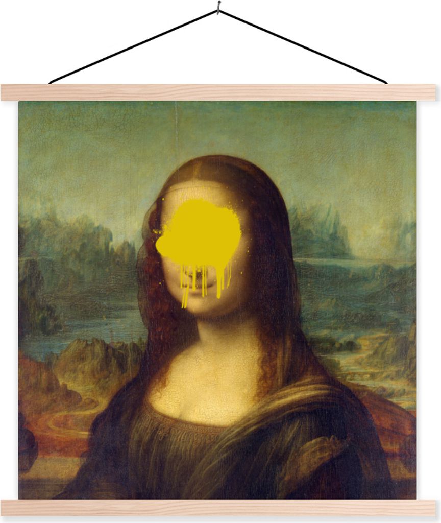 MuchoWow Textilposter Mona Lisa - Leonardo da Vinci - Kunst 40x40 cm mit holzfarbenen Rahmen - Posterleiste