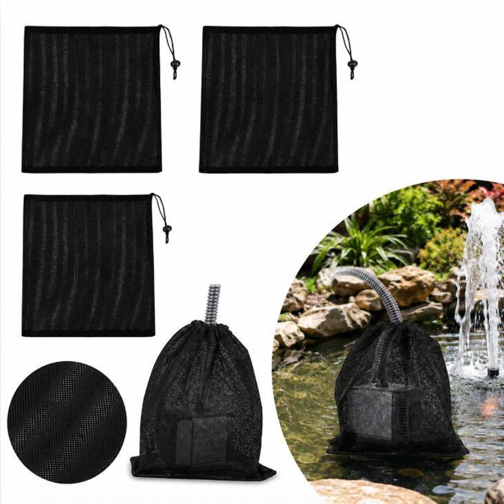 4er Set Pumpenfilterbeutel, 45 x 45 cm mit Kordelzug, Pumpensack, Filterbeutel für Teichpumpen, schützt vor Schmutz, passend für Außen-Teichfilter