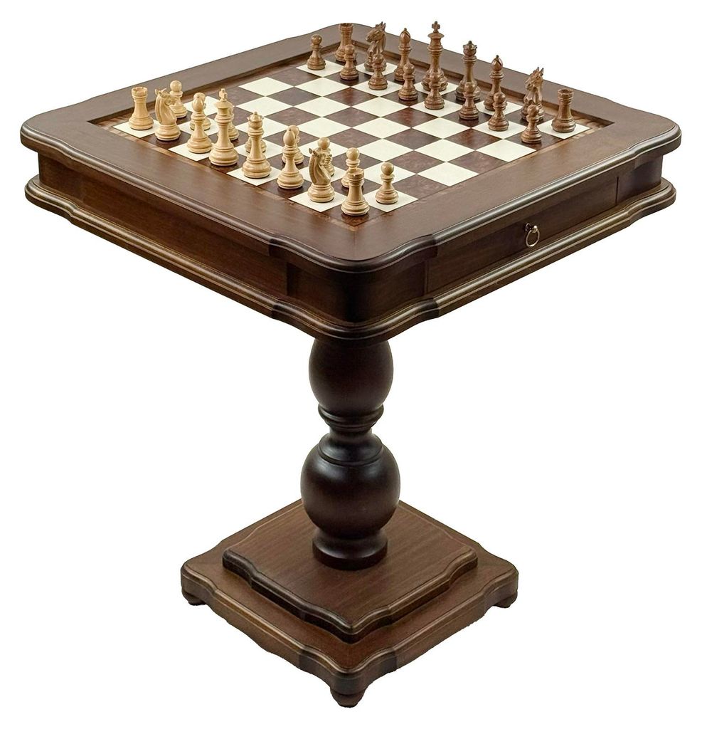 Luxus 2-in-1 Schach-Set: Italfama Schachtisch, Premium Palisander Figuren 8,5 cm & Damesteine