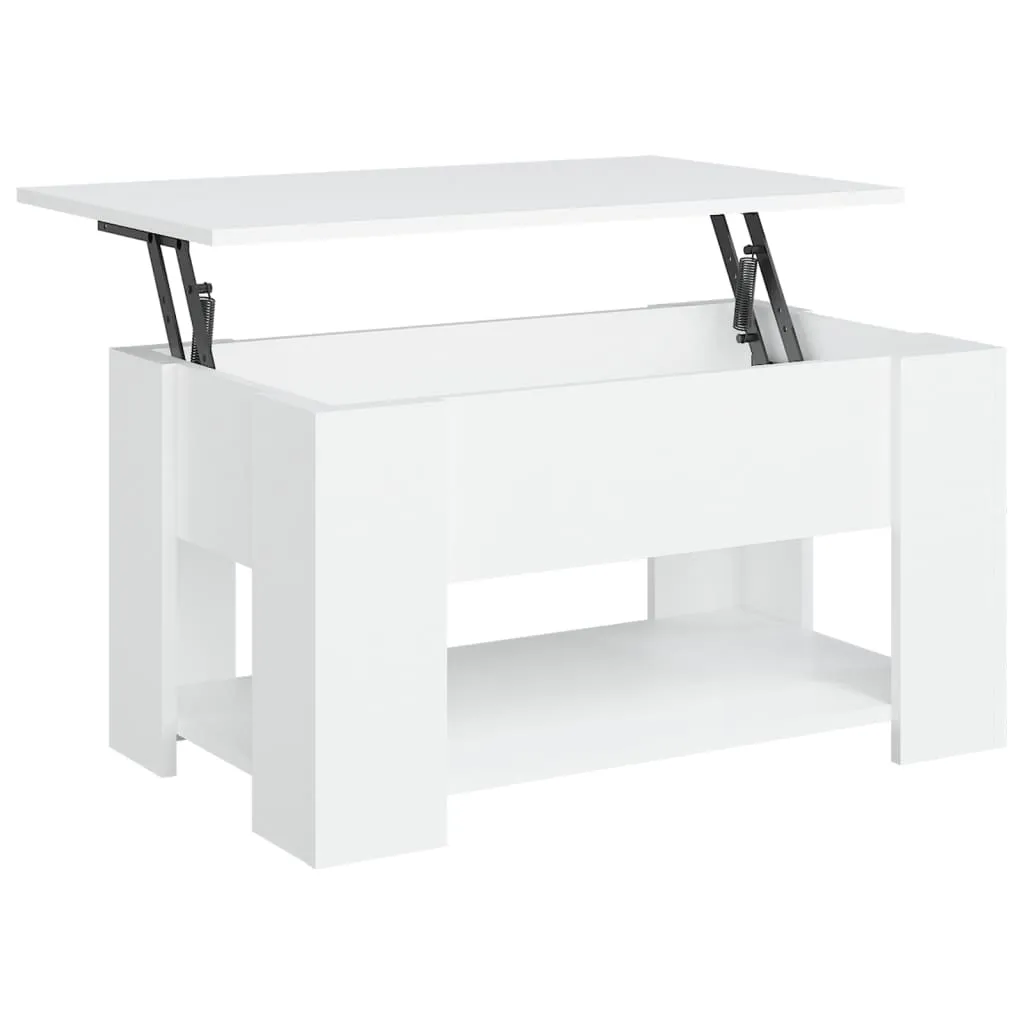 Table basse de salon rectangulaire blanche 79 cm en bois composite chic - 3