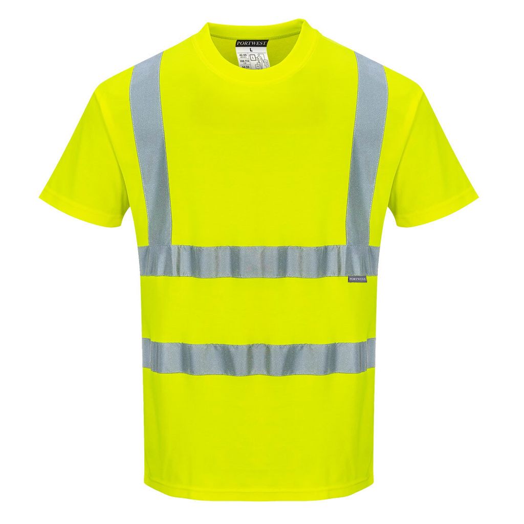 Portwest S170 Baumwoll-Comfort-Warnschutz-Kurzarmshirt Yellow Gr. 5XL