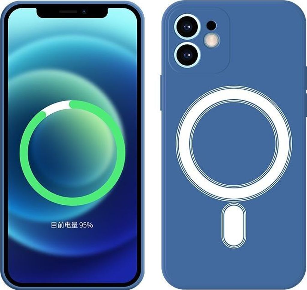 Mobigear Rubber Touch iPhone 12 Silikon MagSafe Hülle Backcover - Blau