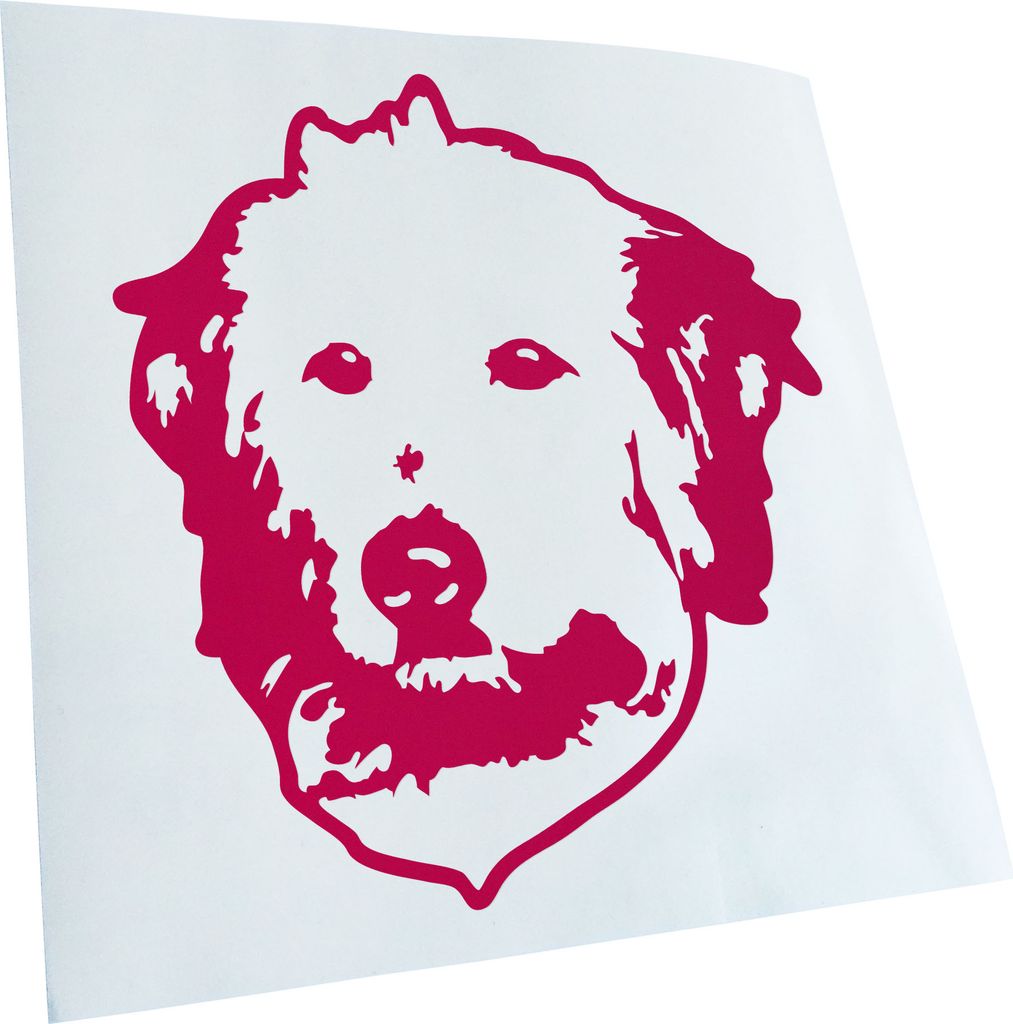 Kiwistar - Autoaufkleber - Golden doodle Hund - Pink - 30x27cm - Aufkleber für Auto, Laptop, Fahrrad, LKW, Motorrad mehrfarbig JDM Decal Racing