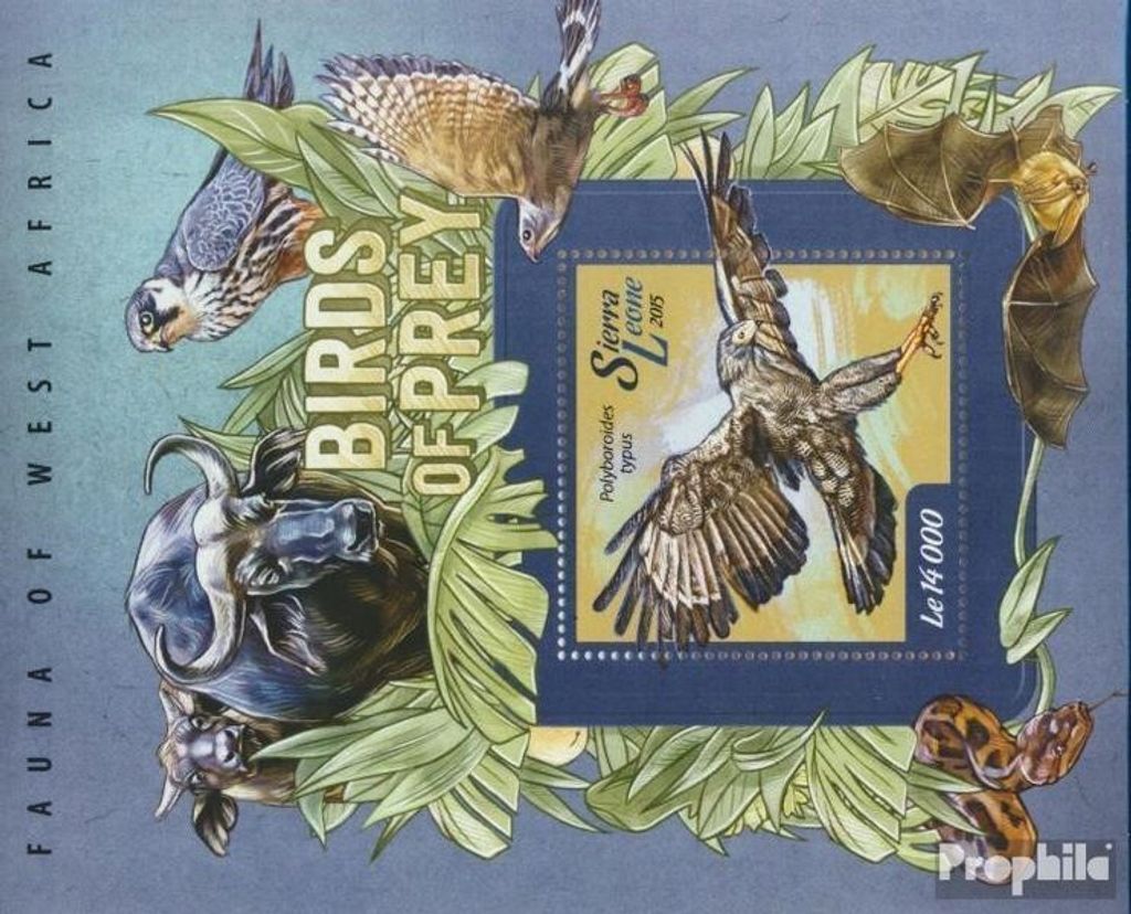 Briefmarken Sierra Leone 2015 Mi Block 729 (kompl. Ausg.) postfrisch Raubvögel