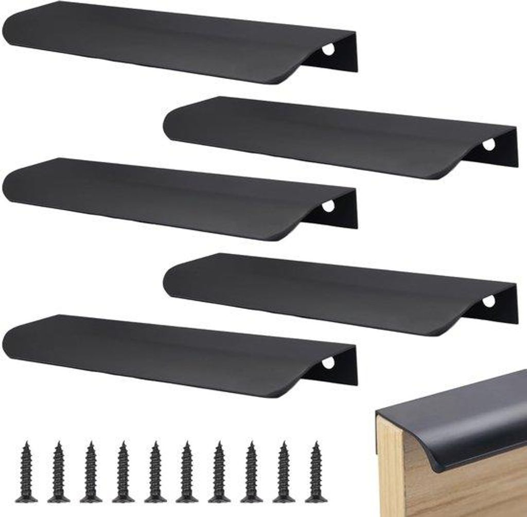 Verborgene Kastgreifen - schwarz - Set von 5 - Aluminiumlegierung