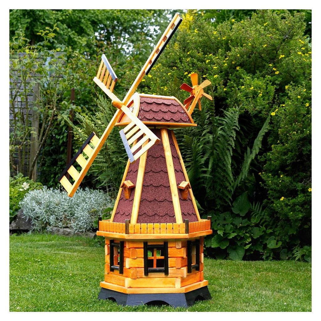 Windmühle rot mit Solarbeleuchtung, 1,28 m
