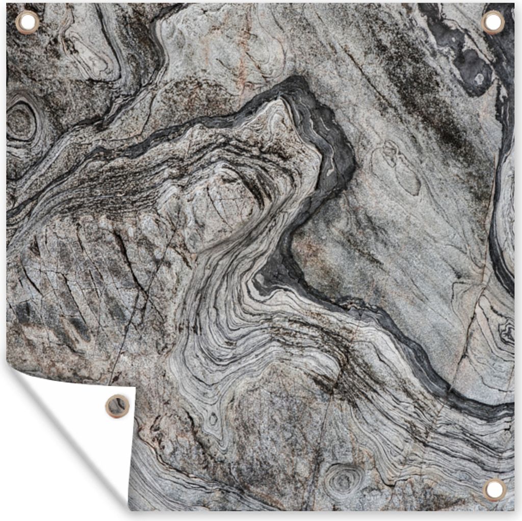 MuchoWow 100x100 cm Outdoor-Poster Gartendeko Sichtschutz Garten Poster für den Garten Marmor - Stein - Schwarz - Weiß