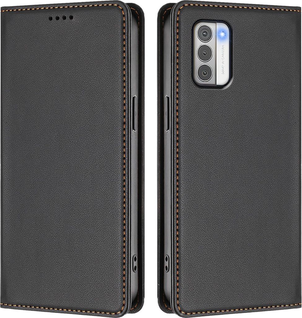 Handyhülle für Nokia G42 /Nokia G310, Kunstleder Klapphülle Stoßfeste Magnetische Hülle mit Ständer Schwarz