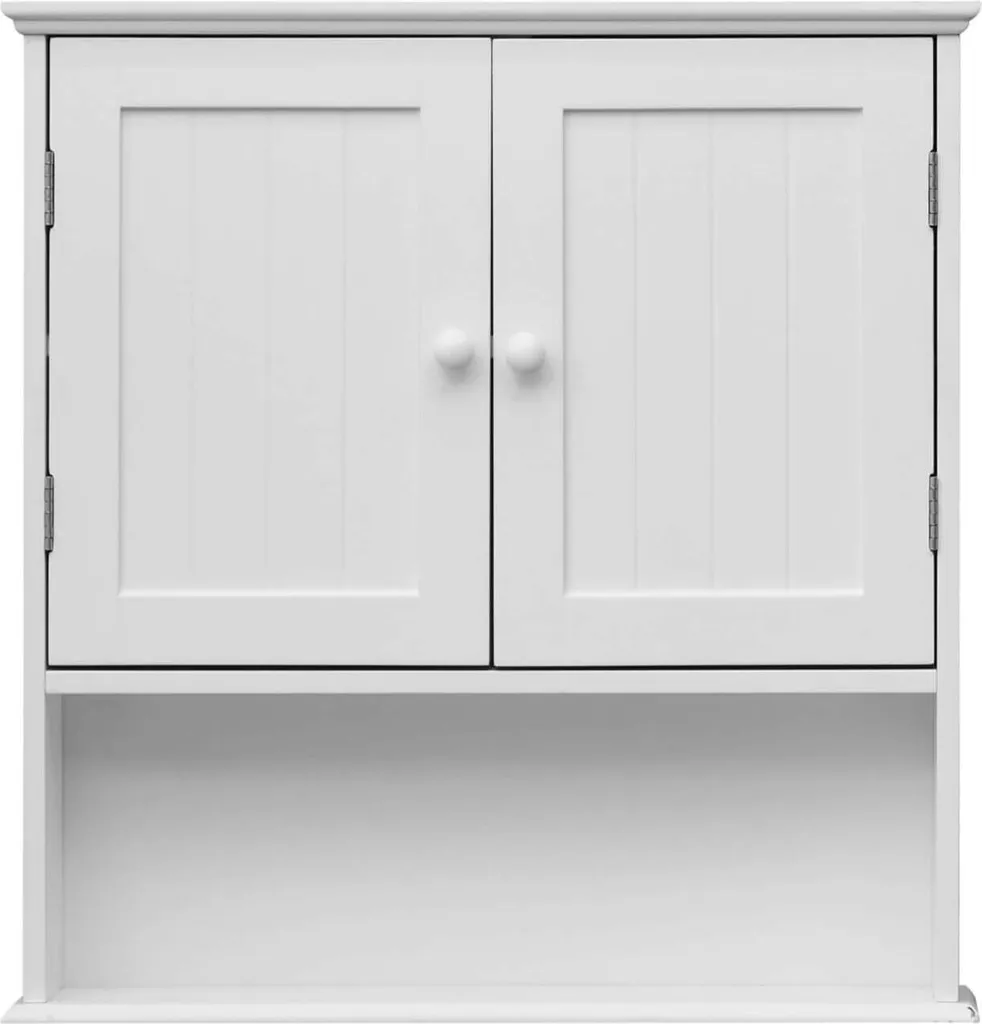 Meuble Haut de Salle de Bain Blanc 2 Portes Rebecca Mobili en Bois MDF