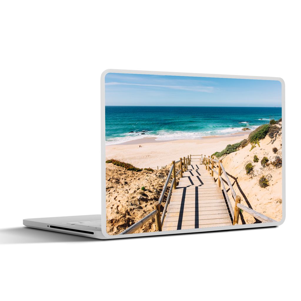 MuchoWow Laptop Aufkleber Sticker Cover Strand - Treppe - Portugal 30x22 cm - Laptop-Sticker