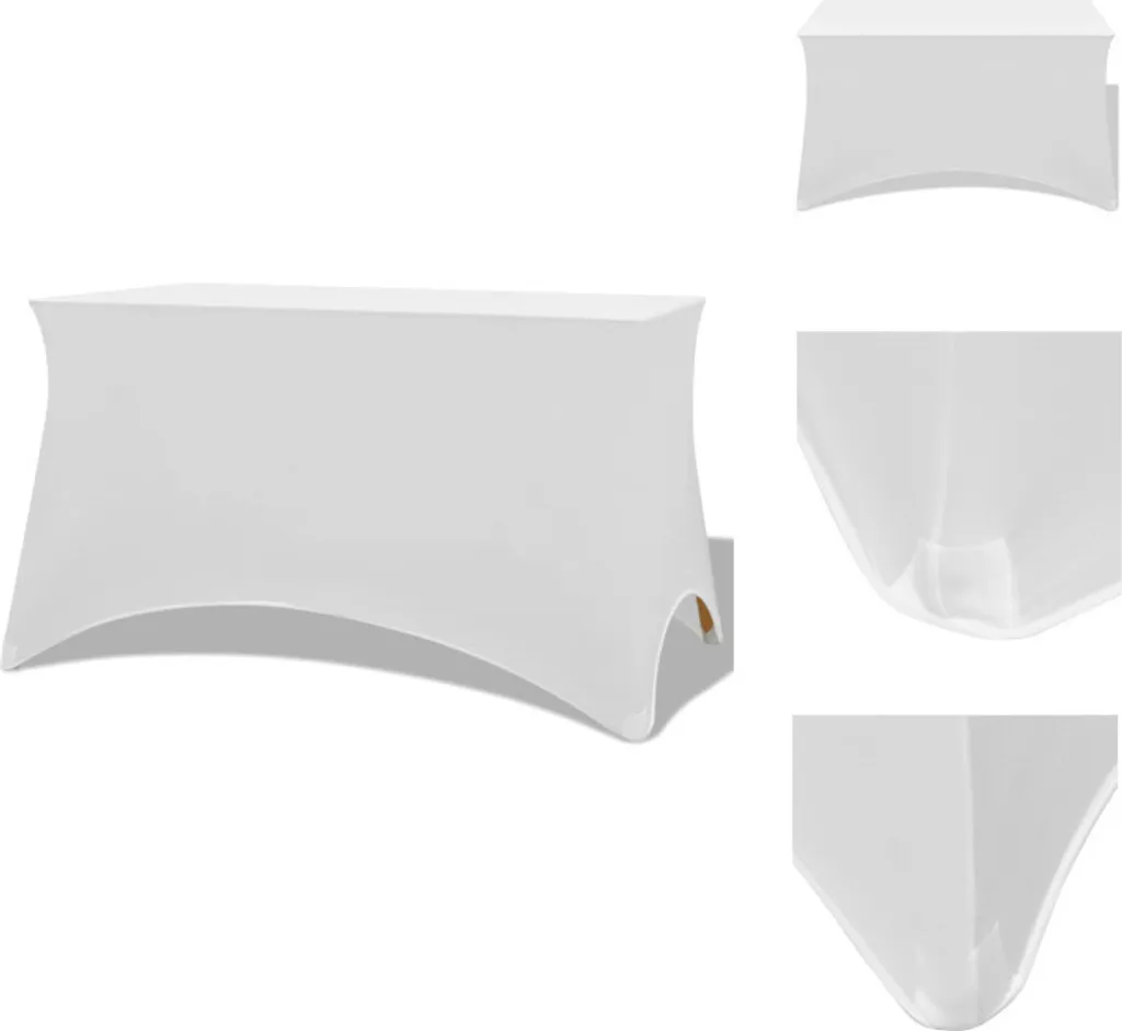 Tovaglia Elastica vidaXL 2 pz per Tavoli Pieghevoli 243cm Bianco Party