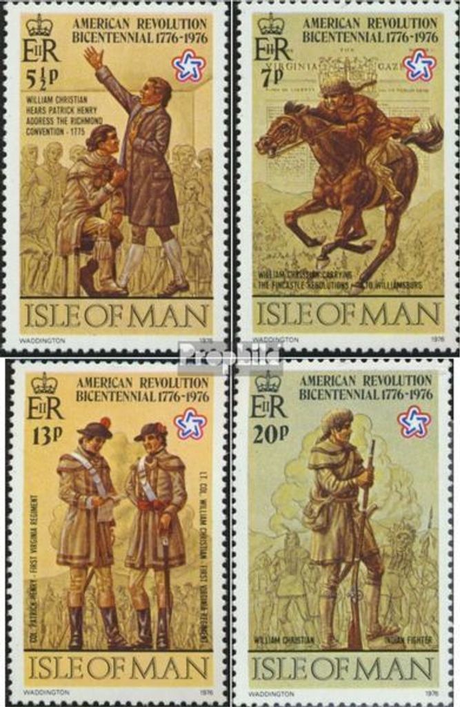 Briefmarken GB - Isle of Man 1976 Mi 74C-77C (kompl.Ausg.) gezähnt 14 1/2 postfrisch 200 Jahre USA
