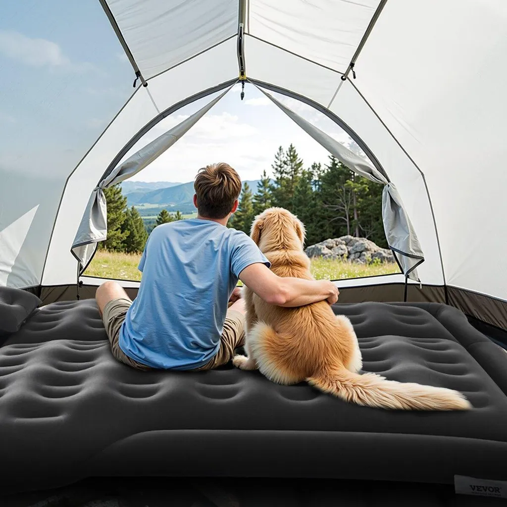 Matelas Gonflable Pour SUV – 190x130x15 Cm, En PVC épais Avec Moquette, Pompe Incluse, Idéal Pour Le Camping Et Les Longs Trajets