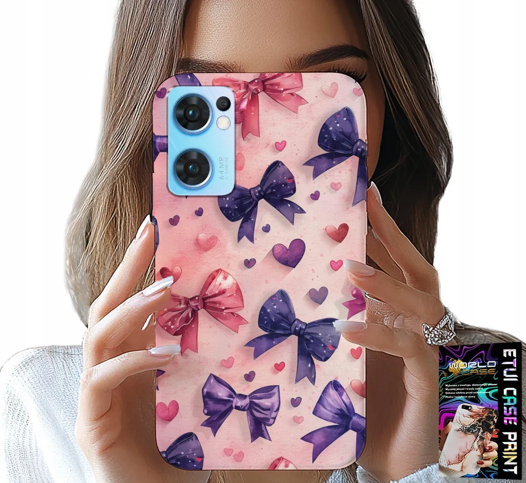 Cover Robusta Oppo Reno7 5G con Motivi a Nastro - Vetro e TPU Antiurto