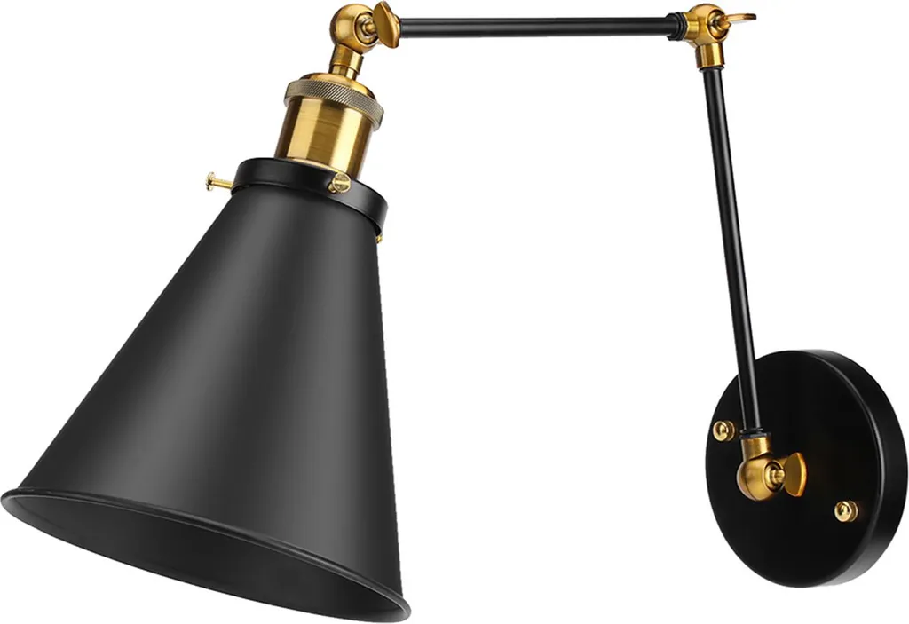 Luminaire industriel réglable avec bras articulé en acier noir mat