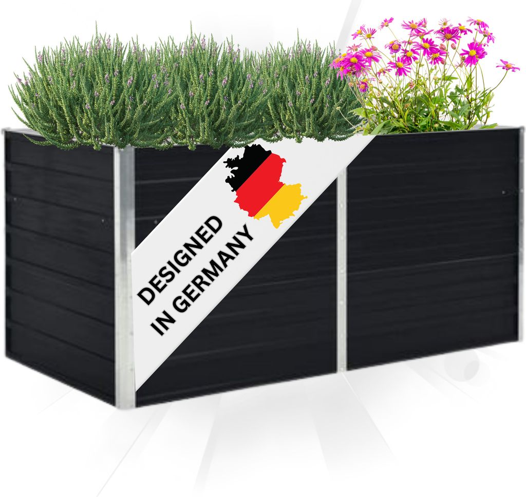 DELUKE® Hochbeet für Garten OSKAR Anthrazit | 160x80x45cm | Produktbild 
