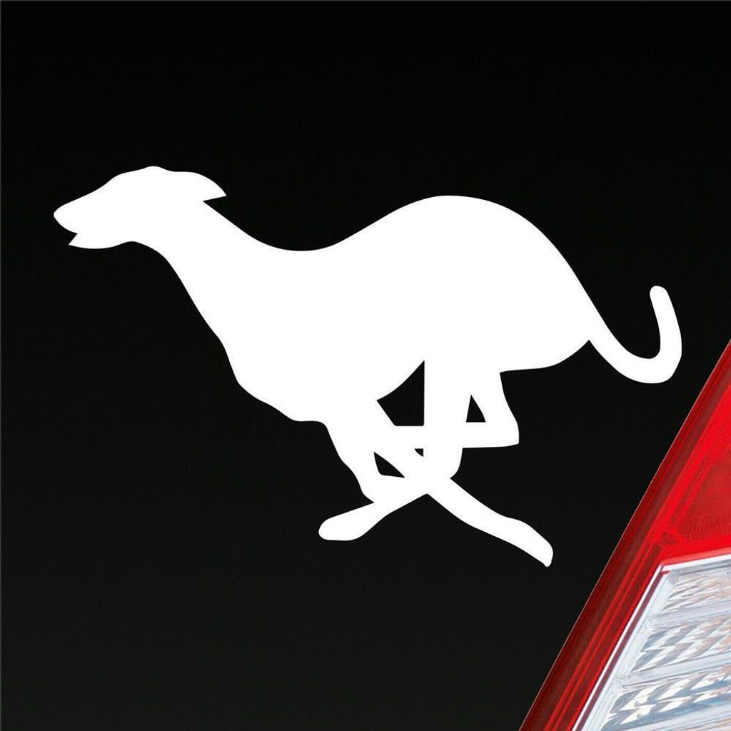 Auto Aufkleber Windhund Hund Dog Animal Tier 12x7,5 cm Weiss Glanz Sticker Heckscheibenaufkleber