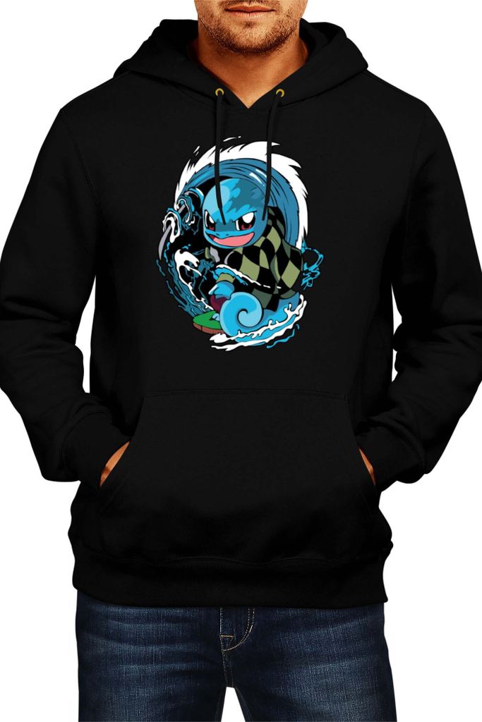 Herren Kapuzenpullover Japan Animation Manga Anime Comics Pokemon Squirtle, Man M / Schwarz