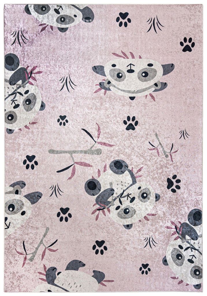 Mazovia Kinderteppich Bär Rosa 160x230 cm Kurzflor Pflegeleicht Spielteppich für Kinderzimmer