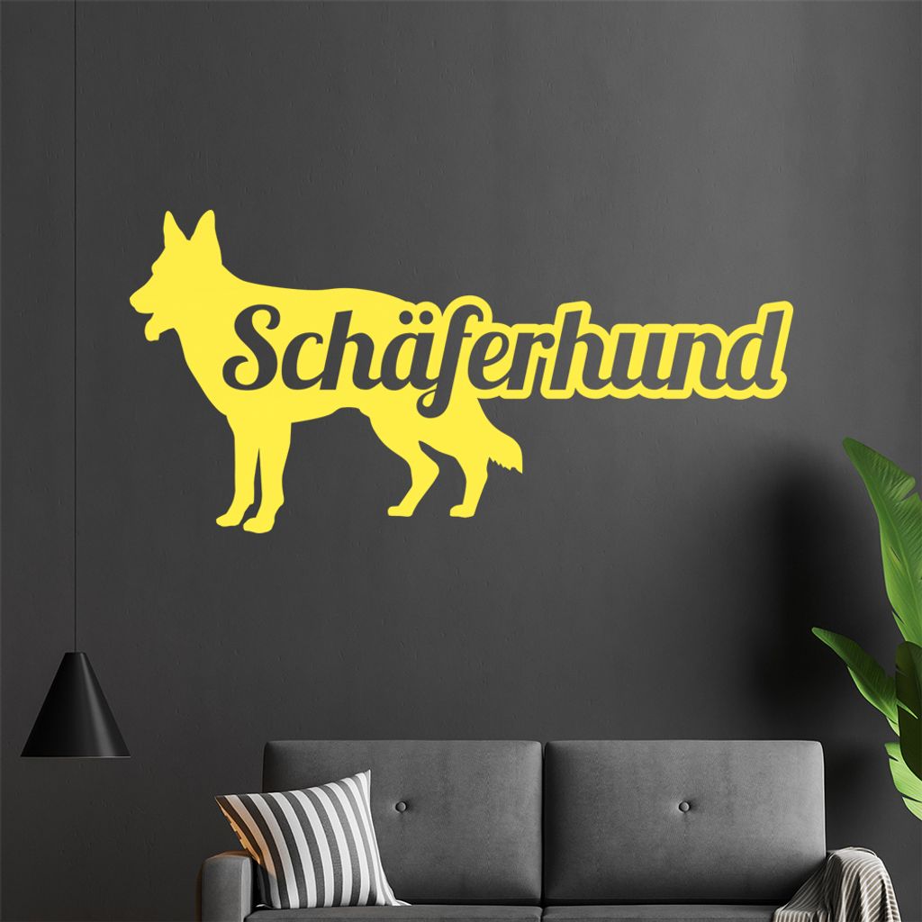 KIWISTAR Schäferhund mit Name Schrift Silhouette Wandtattoo in 6 Größen - Wandaufkleber Wall Sticker - Dekoration, Küche, Wohnzimmer, Schlafzim...