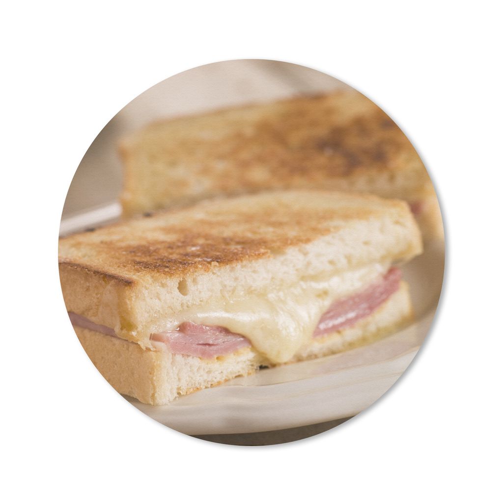 MuchoWow Mauspad Mousepad Schinken-Käse-Sandwich auf einem weißen Teller 20x20 cm - Mousepads - Maus Mat - Pad - Mausunterlage - Schreibtischmatte