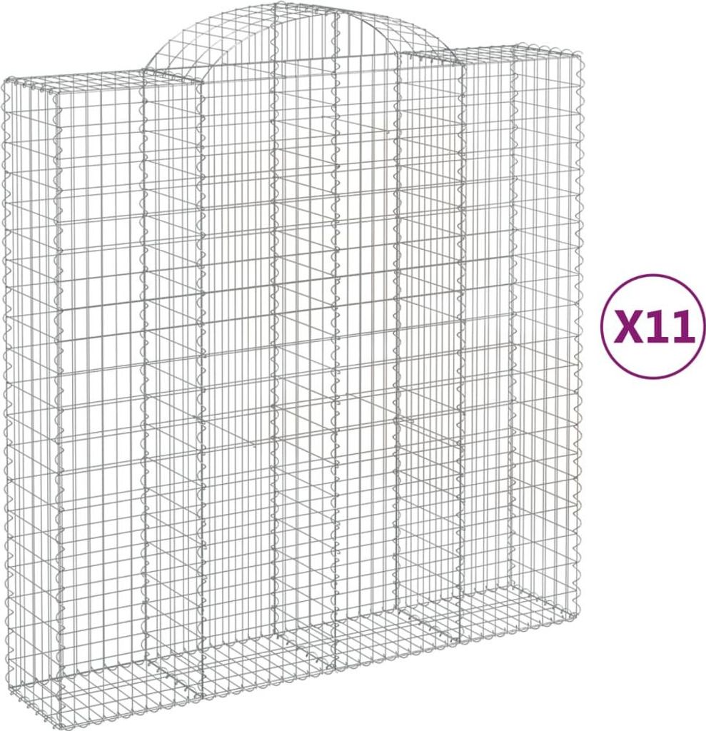 vidaXL Gabionen mit Hochbogen 11Stk. 200x50x200/220cm Verzinktes Eisen
