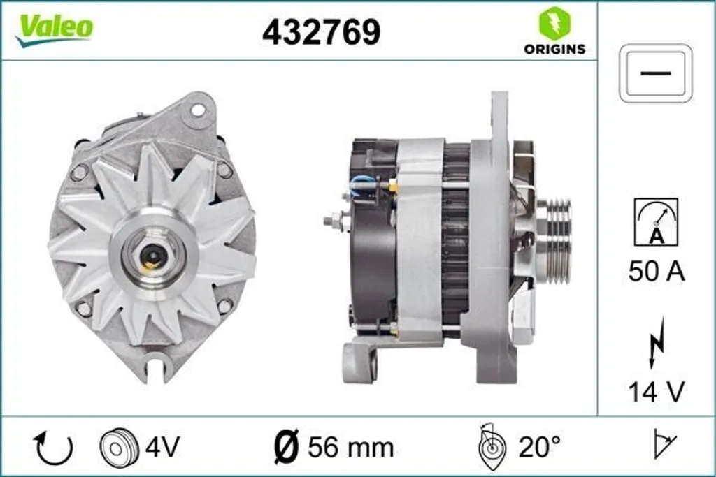 Alternateur 14V haute performance VALEO 432769 pour moteur PSA 405