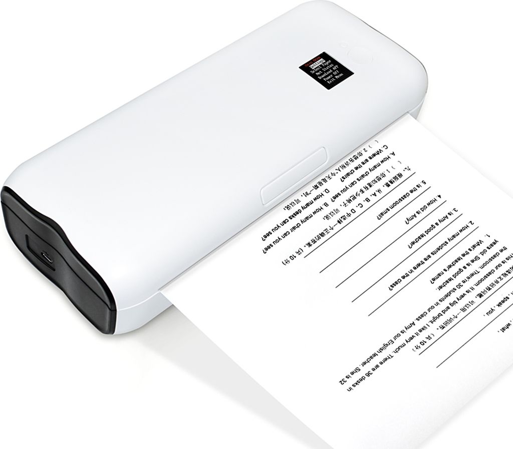 Tragbarer A4-Papierdrucker, Thermodruck, kabellos, BT Connect, kompatibel mit iOS und Android, unterstuetzt mobile Fotodrucker, 210 mm breit, Druck...