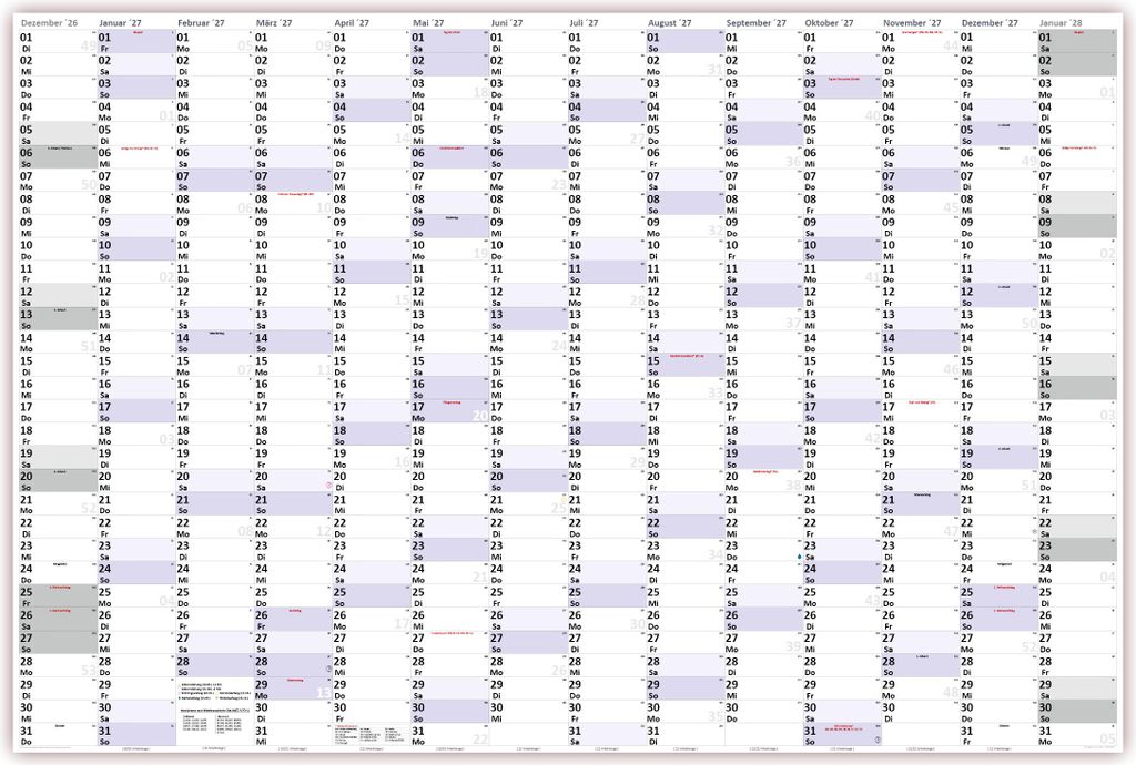 XXXL Wandkalender Special A0 2027 nass abwischbar (Format 120 x 80cm) Jahresplaner Wandplaner gerollt mit extra großen Tageskästchen zur optimale...