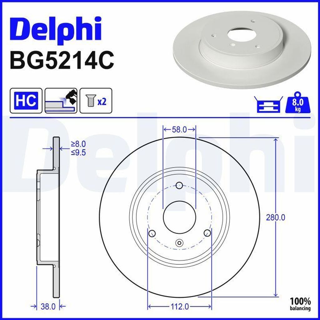 DELPHI BG5214C Bremsscheibe x