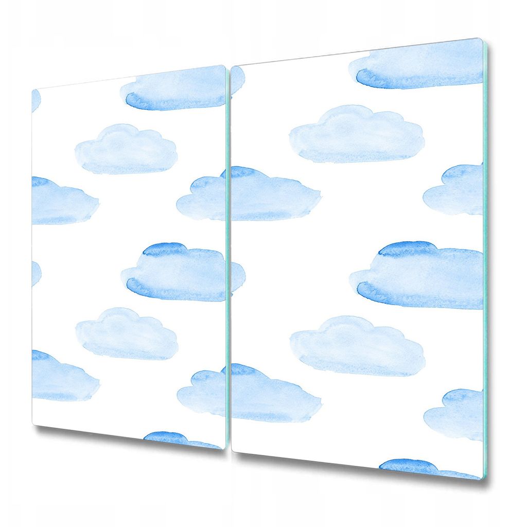 Küchenschneidebrett - Glasschneidebrett - Herdabdeckung - 2x 30x52 cm - Blaue und weiße Wolken