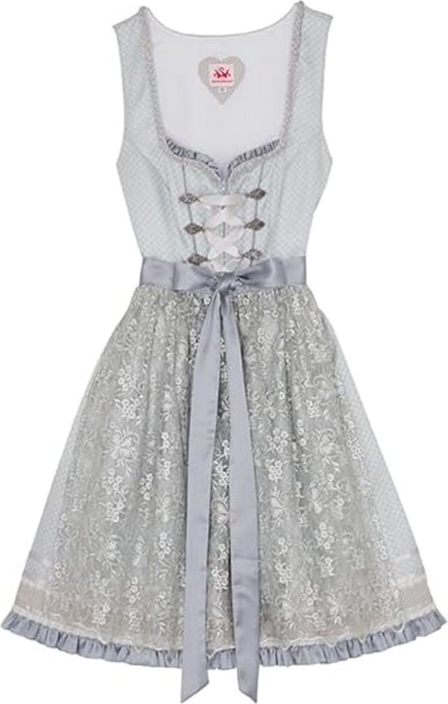 Betsy 2-teiliges Midi-Dirndl Kleid Dirndl Trachtenkleid kurz Rocklänge 55cm, Farbe:Türkis, Größe:40/L