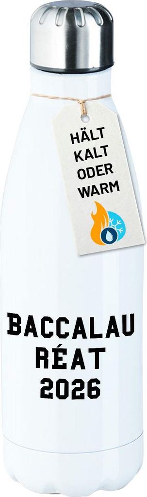 Huuraa Trinkflasche Baccalauréat 2026 Abschluss Frankreich 500ml White Edelstahl Wasserflasche Trinkflasche Geschenkidee