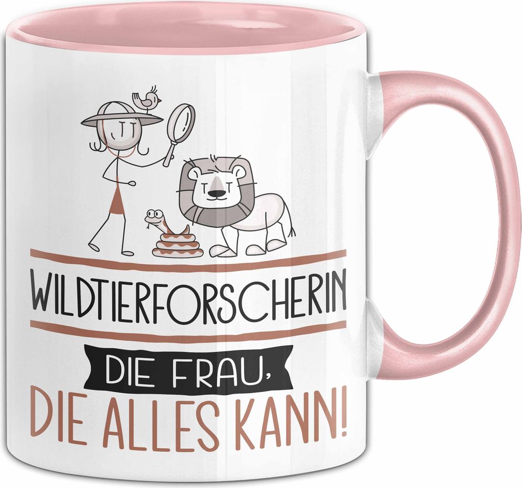 Wildtierforscherin Geschenk Tasse Becher Die Frau Die Allen Kann Geschenkidee für eine Wildtierforscherin Lustig (Rosa)