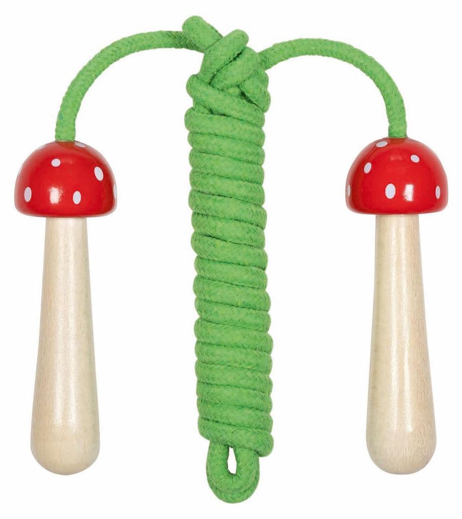 Springseil Fliegenpilz mit Holzgriffen Produktbild 