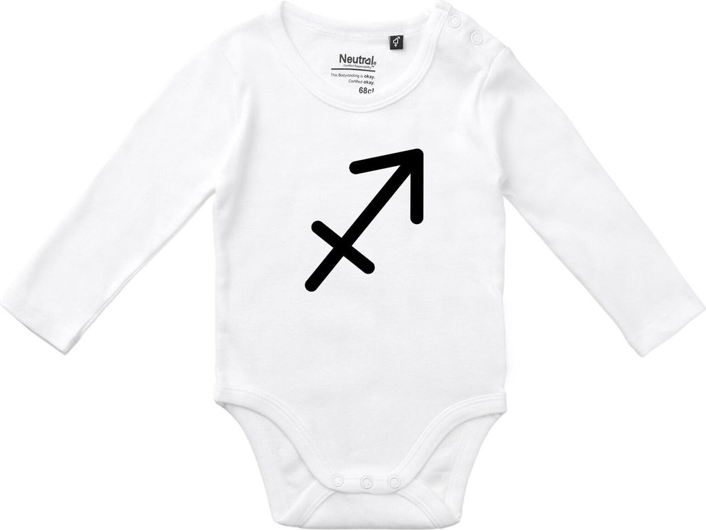 Huuraa Baby Body Schütze Sternzeichen Zeichen 80 White Baumwolle Fairtrade Langarmbody Geschenkidee