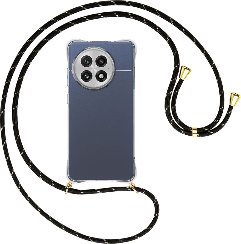 Handykette Backcover-Schutzhülle mit Band (Metall goldfarben) für OnePlus ACE5 5G - schwarz/gold