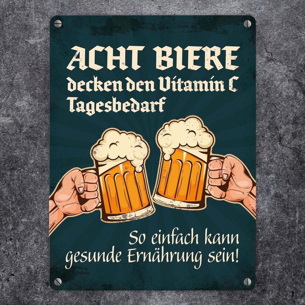 Bier Metallschild 30x20cm - Lustige Sprüche Für Partykeller & Bar
